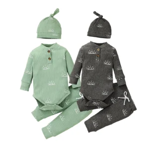 Baby Boys Clothes Newborn With Sun Pattern Pants Hat Outfits Set