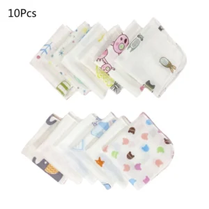 10Pcs Baby Washcloths  Cute Print