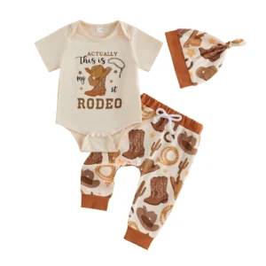 Adorable Baby Girls 3-Piece Western Outfit Set