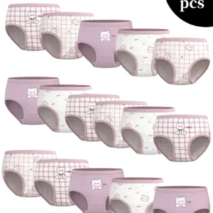 ZEKSAF Girls Cotton Underwears, Cute Pink Bear Print Underpanties, Soft Toddler Briefs,16-Pack Kids Panties, Perfect