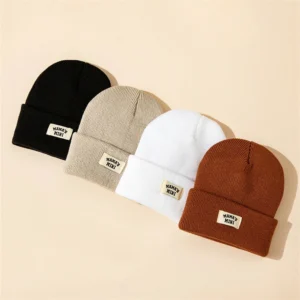 4Pcs New Kids Solid Color Warm Knitted Cap